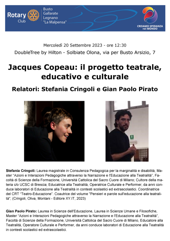 Cringoli e Pirato - Jacques Copeau: il progetto teatrale, educativo e culturale - 20 09 2023