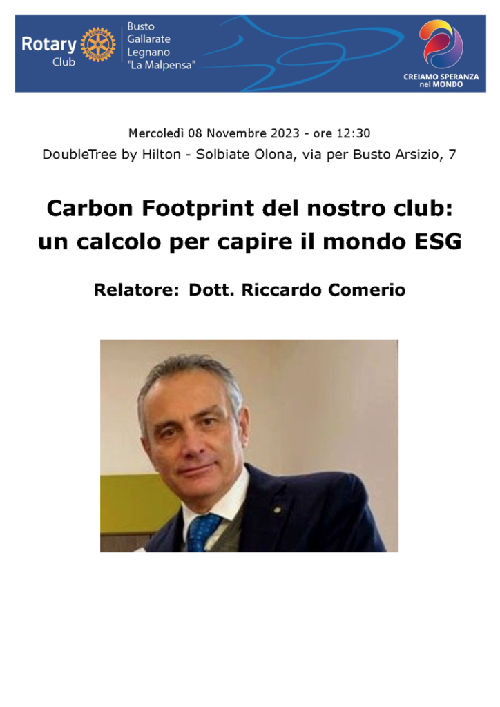 Comerio - Carbon Footprint del nostro club:  un calcolo per capire il mondo ESG - 08 11 2023